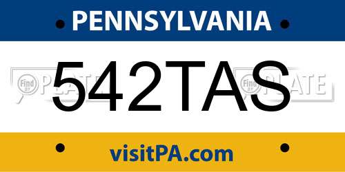 542TAS Pennsylvania License Plate