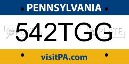 542TGG Pennsylvania License Plate
