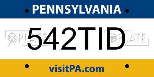 542TID Pennsylvania License Plate