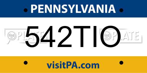 542TIO Pennsylvania License Plate