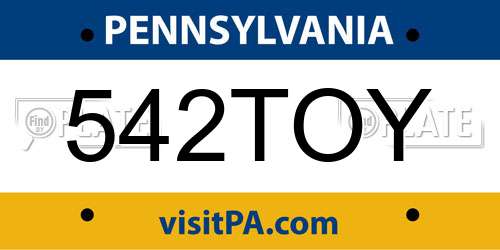 542TOY Pennsylvania License Plate