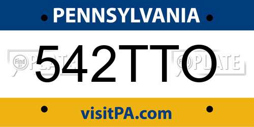 542TTO Pennsylvania License Plate