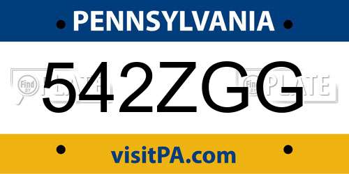 542ZGG Pennsylvania License Plate