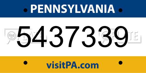 5437339 Pennsylvania License Plate