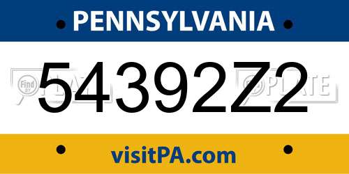 54392Z2 Pennsylvania License Plate