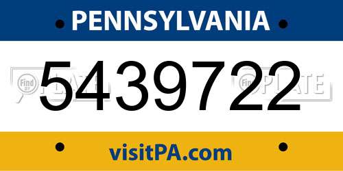 5439722 Pennsylvania License Plate