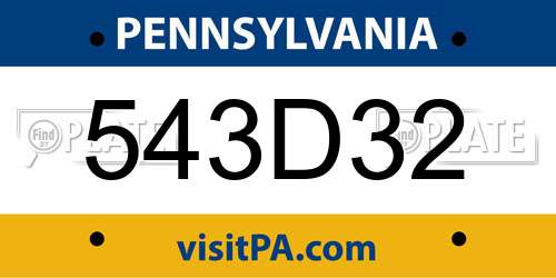 543D32 Pennsylvania License Plate