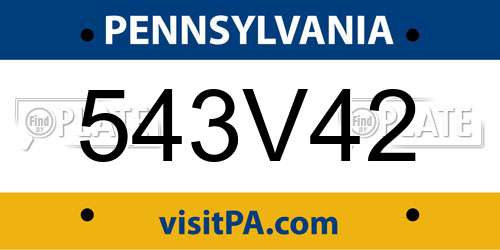 543V42 Pennsylvania License Plate