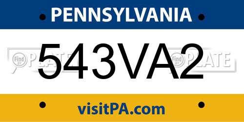 543VA2 Pennsylvania License Plate