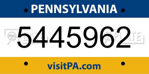 5445962 Pennsylvania License Plate