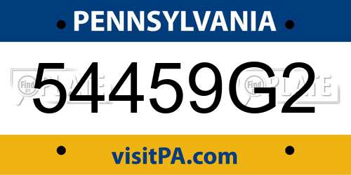 54459G2 Pennsylvania License Plate