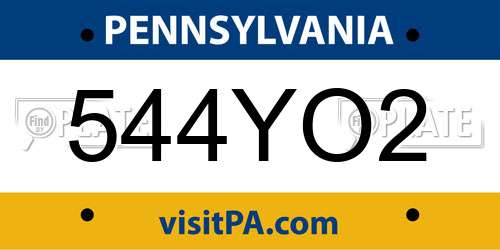 544YO2 Pennsylvania License Plate