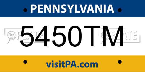 5450TM Pennsylvania License Plate