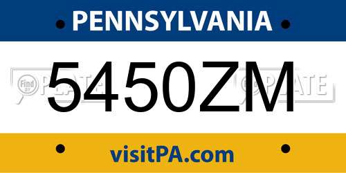 5450ZM Pennsylvania License Plate
