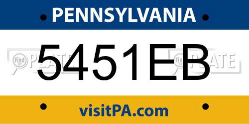 5451EB Pennsylvania License Plate