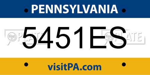 5451ES Pennsylvania License Plate