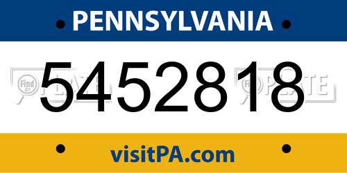 5452818 Pennsylvania License Plate