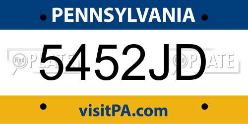 5452JD Pennsylvania License Plate