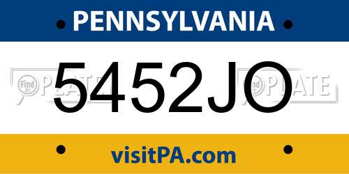 5452JO Pennsylvania License Plate