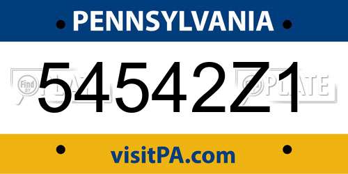 54542Z1 Pennsylvania License Plate