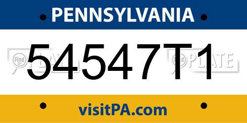54547T1 Pennsylvania License Plate