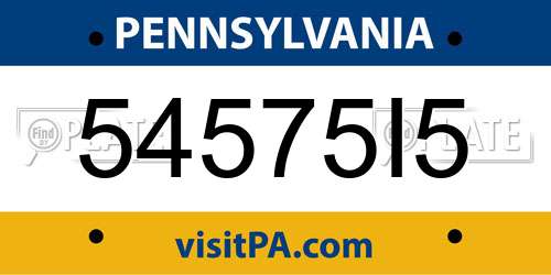 54575I5 Pennsylvania License Plate