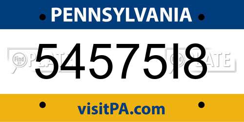 54575I8 Pennsylvania License Plate