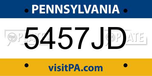5457JD Pennsylvania License Plate