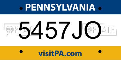 5457JO Pennsylvania License Plate