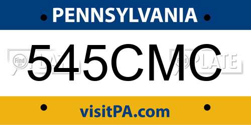 545CMC Pennsylvania License Plate