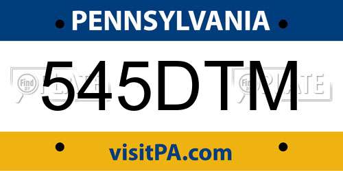 545DTM Pennsylvania License Plate