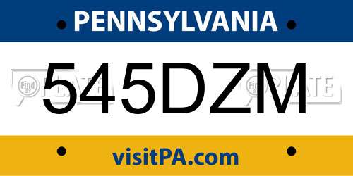 545DZM Pennsylvania License Plate