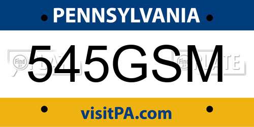 545GSM Pennsylvania License Plate