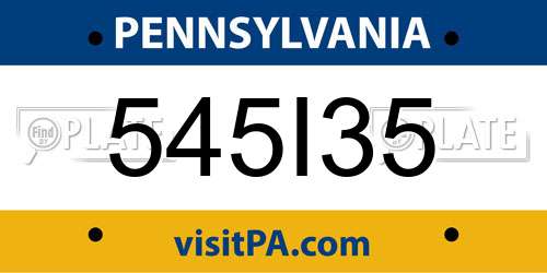 545I35 Pennsylvania License Plate