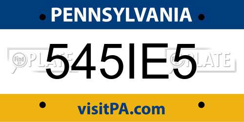 545IE5 Pennsylvania License Plate