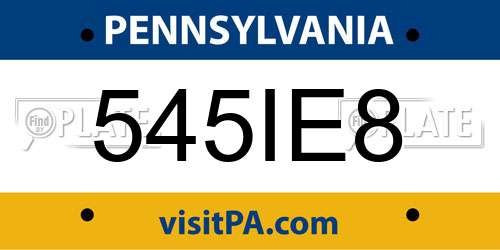 545IE8 Pennsylvania License Plate