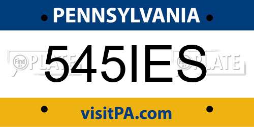 545IES Pennsylvania License Plate