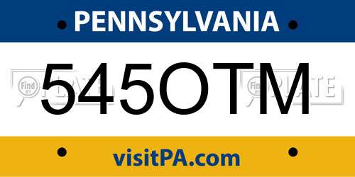 545OTM Pennsylvania License Plate