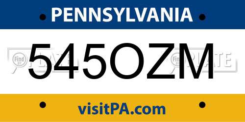 545OZM Pennsylvania License Plate