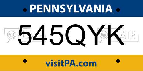 545QYK Pennsylvania License Plate