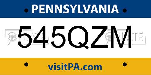 545QZM Pennsylvania License Plate