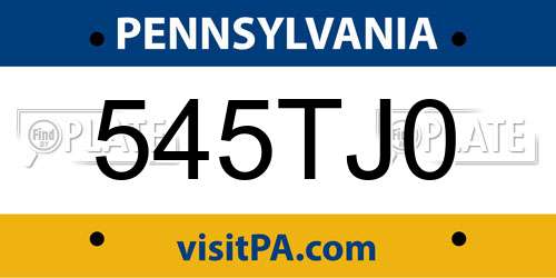 545TJ0 Pennsylvania License Plate