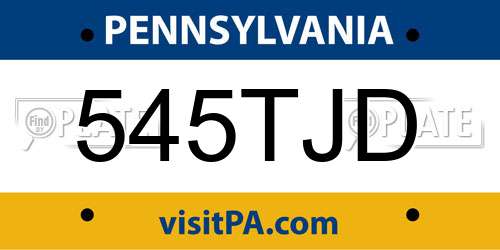 545TJD Pennsylvania License Plate