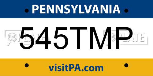 545TMP Pennsylvania License Plate