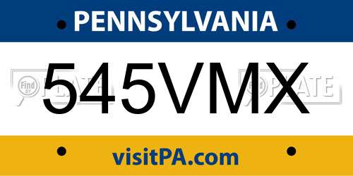 545VMX Pennsylvania License Plate