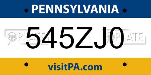 545ZJ0 Pennsylvania License Plate