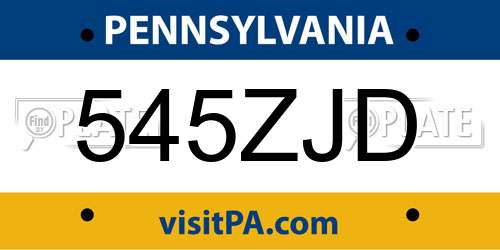 545ZJD Pennsylvania License Plate