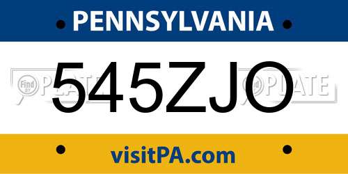 545ZJO Pennsylvania License Plate