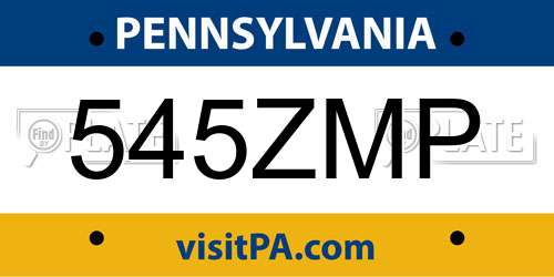 545ZMP Pennsylvania License Plate