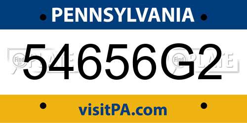 54656G2 Pennsylvania License Plate